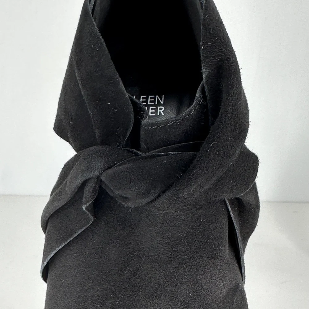 Eileen Fisher Anise Suede Booties Twist‎ Knot Open Toe Pumps Dark Romantic Sz 8